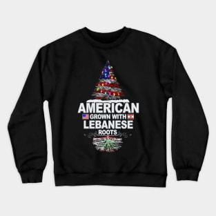 Christmas Tree  American Grown With Lebanese Roots - Gift for Lebanese From Lebanon Crewneck Sweatshirt